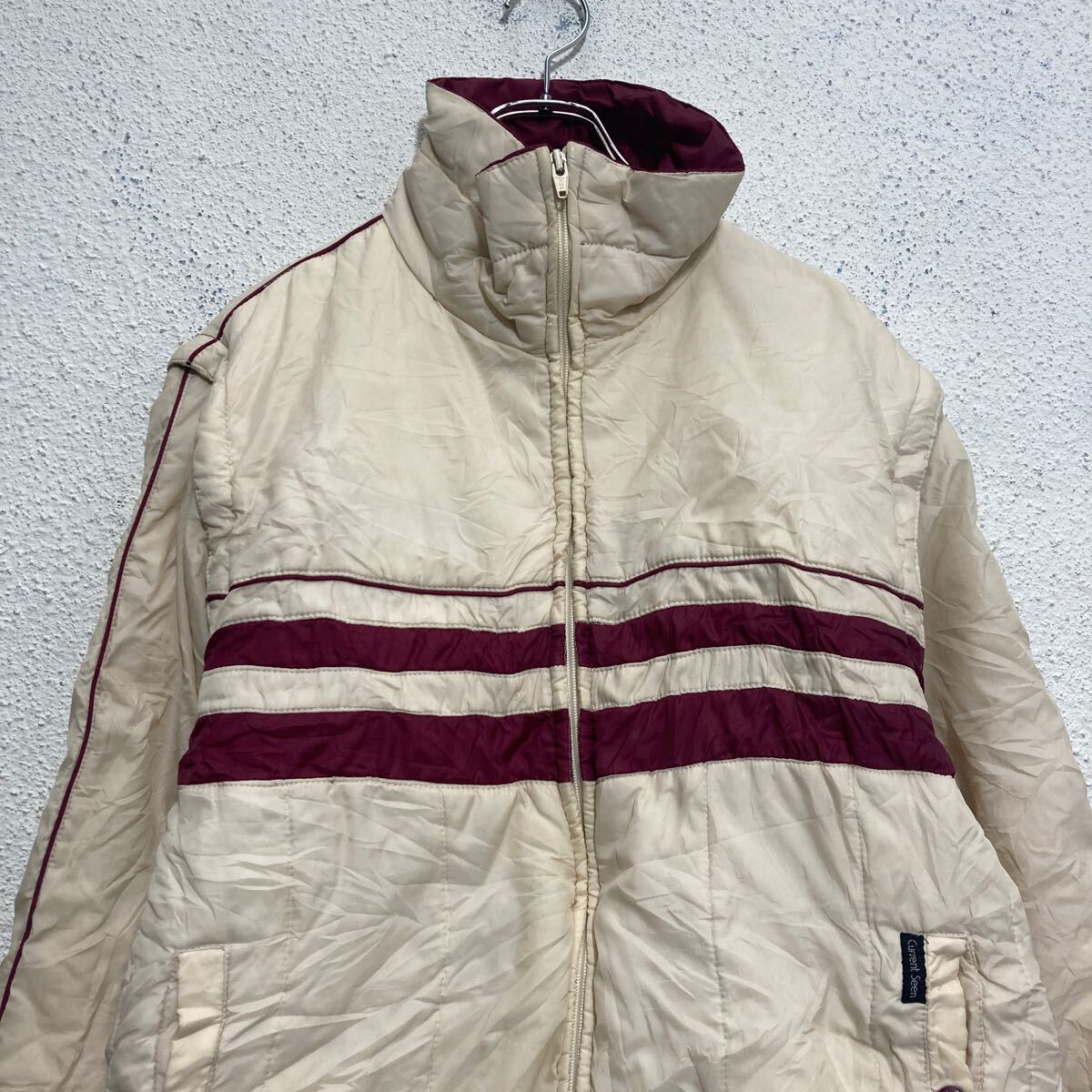 【中古】【古着】 Current seen 中綿ジャケット L ホワイト 中綿 防寒 ブルゾン フルジップ 古着卸 アメリカ仕入 a612-5034