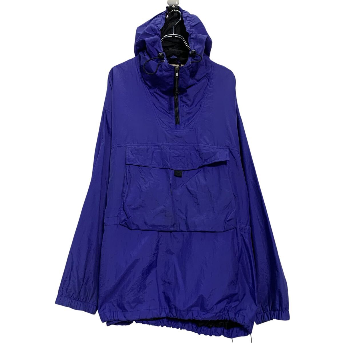 【中古】【古着】 ナイロンジャケット L ブルー パープル ハーフジップ アノラックパーカー ドローコード アウター 薄手 古着卸 アメリカ仕入 a612-5073