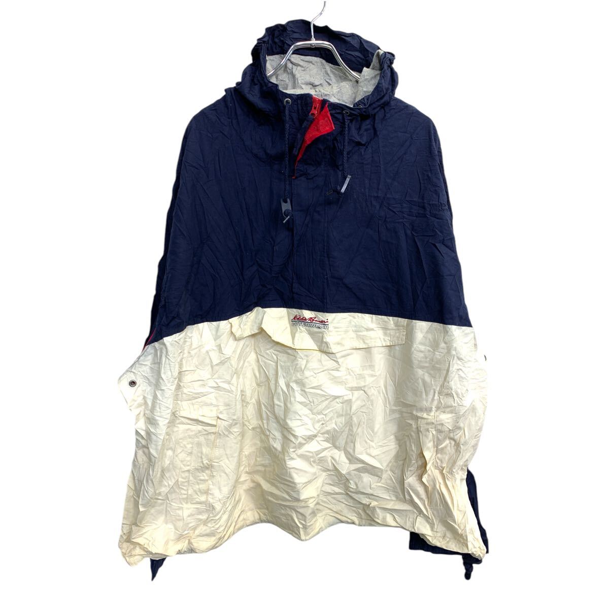 【中古】【古着】 Eddie Bauer ハーフジップ プルオーバー ジャケット XXXLサイズ ビッグサイズ ホワイト ネイビー レッド 古着卸 アメリカ仕入 t2411-4274