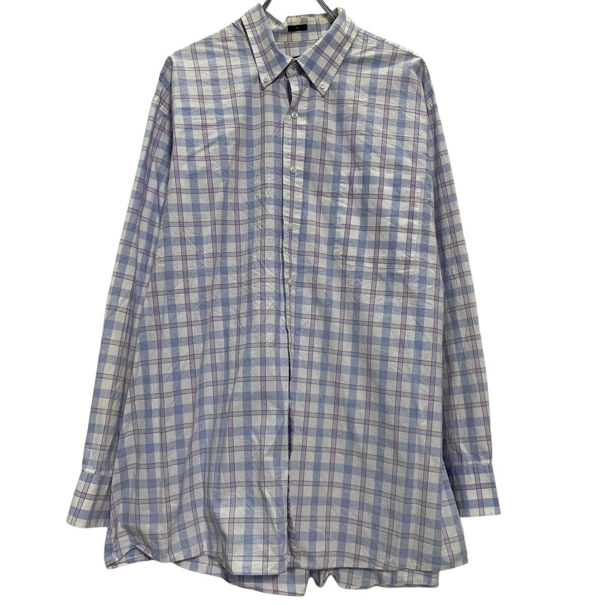 【中古】【古着】 TOMMY HILFIGER 長袖 チェックシャツ L 程 ホワイト ブルー パープル トミーヒルフィガー ボタンダウン 古着卸 アメリカ仕入 a612-5141