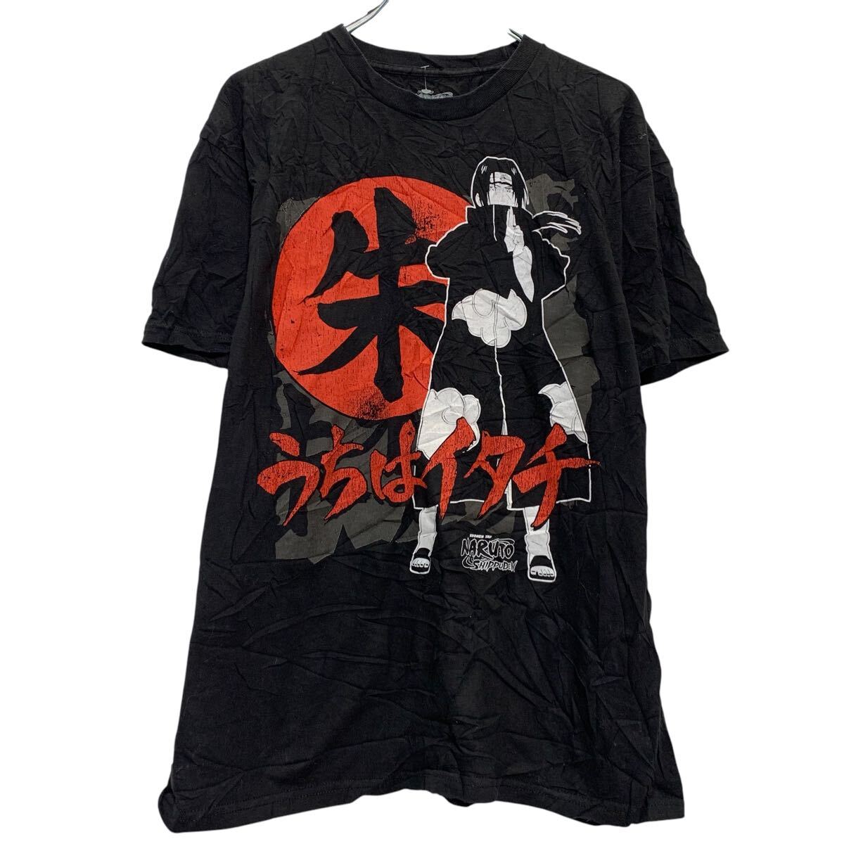 【中古】【古着】 NARUTO 半袖 キャラクター Tシャツ L ブラック ナルト プルオーバー うちはイタチ 00s アニメT 古着卸 アメリカ仕入 a612-5151