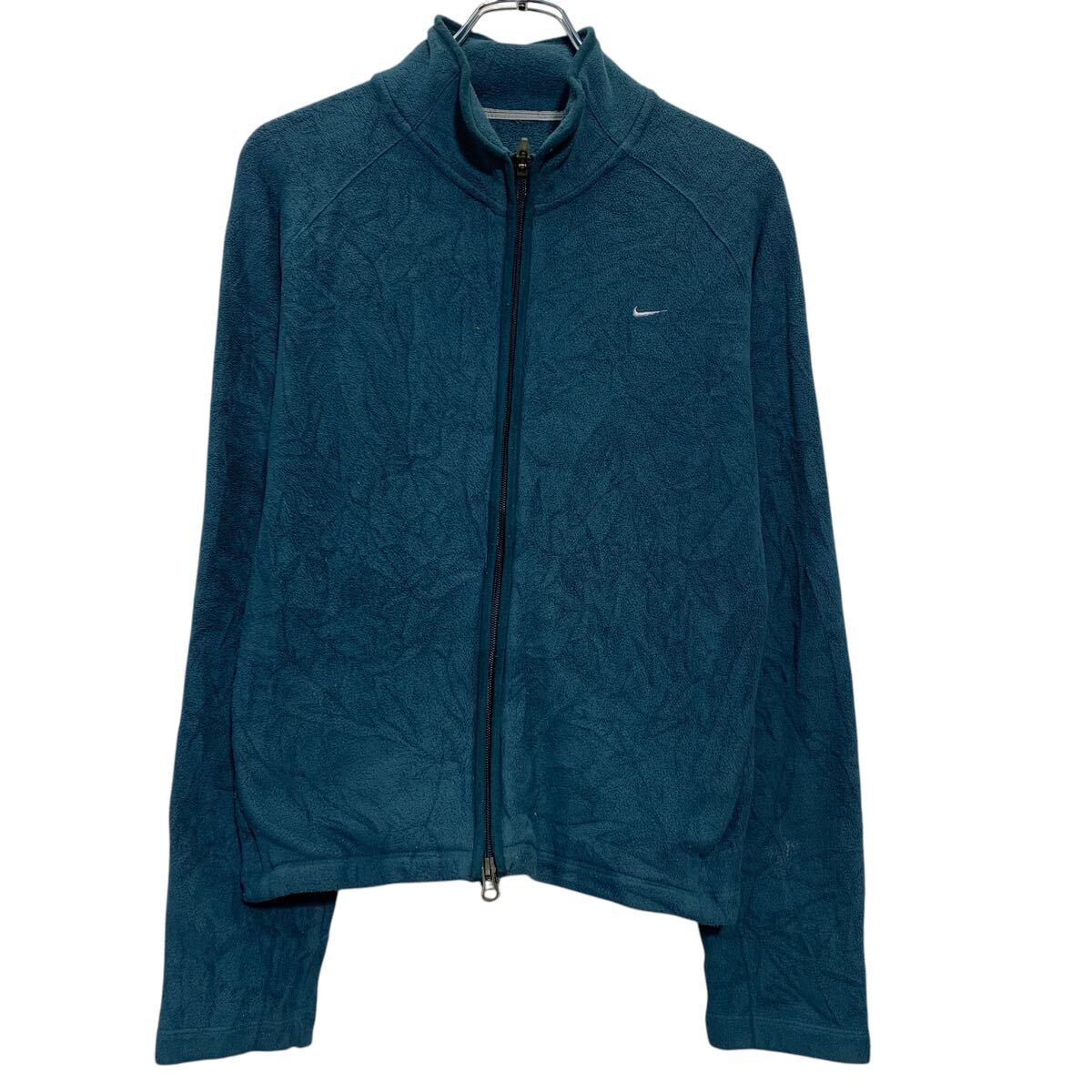 【中古】【古着】 NIKE フリースジャケット L 程 ブルー ナイキ ジップアップ ラグラン ワンポイント ロゴ シンプル アウター 古着卸 ..