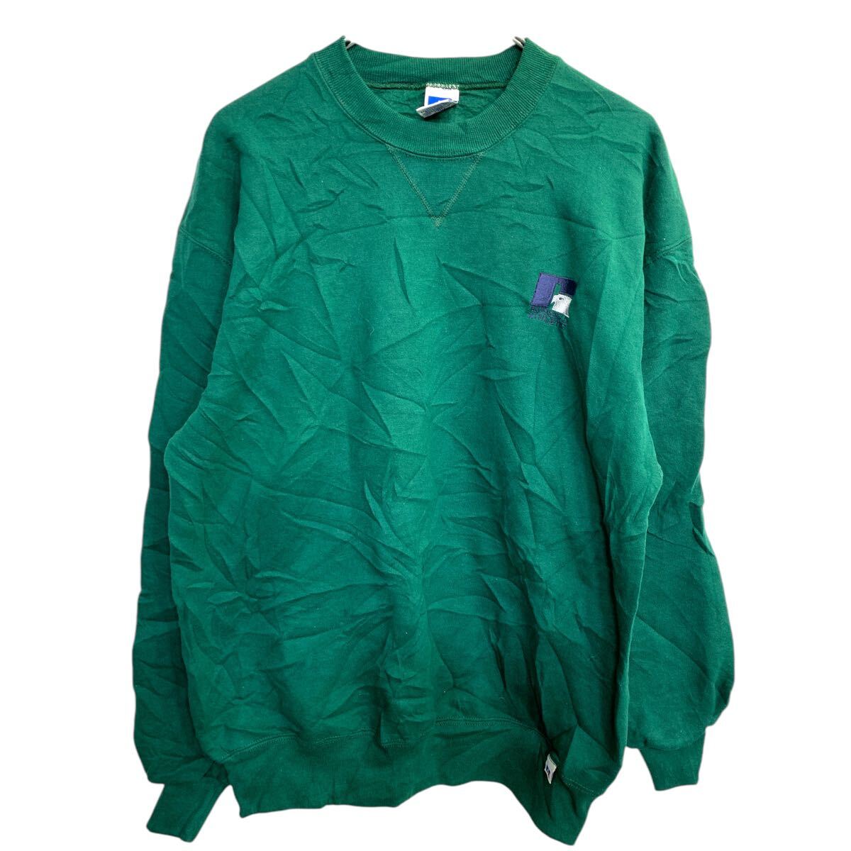 【中古】【古着】 RUSSELL ATHLETIC ロゴ スウェット トレーナー Lサイズ ラッセル アスレチック グリーン 刺繍 USA製 古着卸 アメリカ仕入 t2412-3060