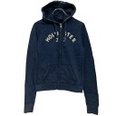 【中古】【古着】 Hollister ロゴスウェット パーカー ネイビー レディース M ホリスター ジップアップ 裏起毛 古着卸 アメリカ仕入 a612-5364