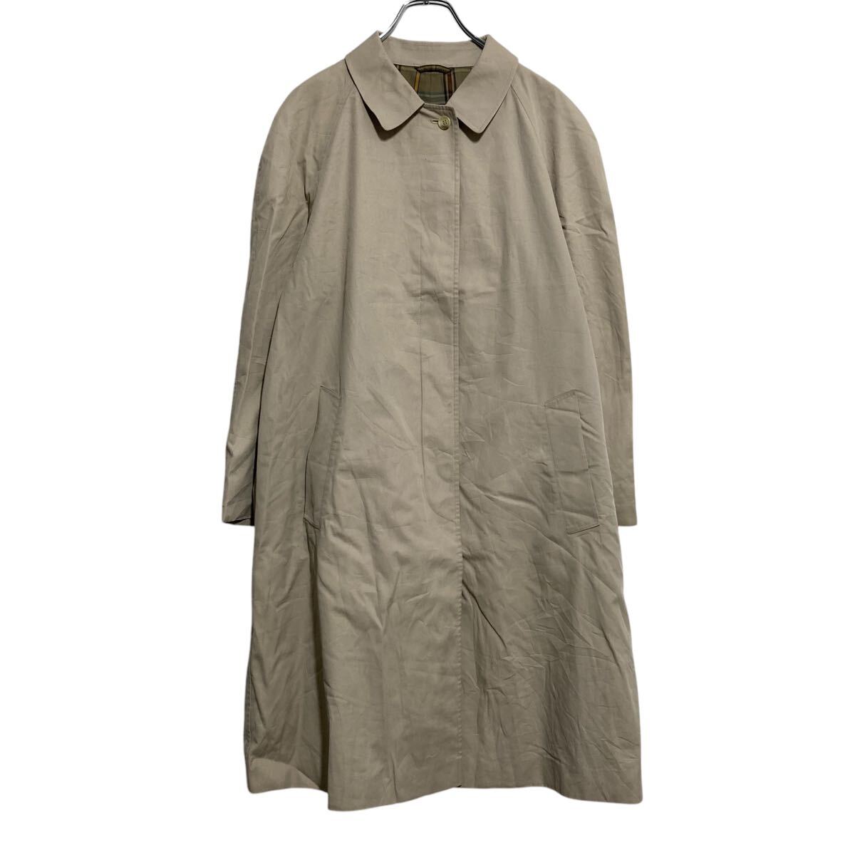 Turn-Down Collar Coat - 【中古】【古着】 ステンカラーコート レディース M~ ベージュ 裏チェック フォーマル 防寒 古着卸 アメリカ仕入 a612-5481