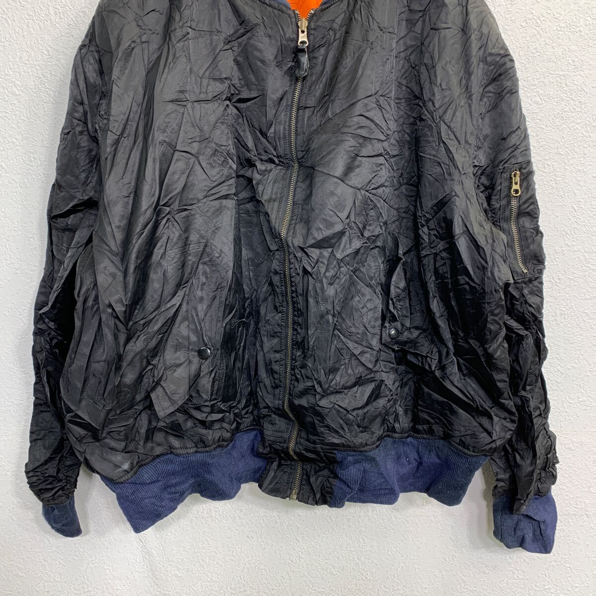 【中古】【古着】 KA ミリタリージャケット MA-1 XXLサイズ リバーシブル フライトジャケット ブラック オレンジ 古着卸 アメリカ仕入 t2412-3131