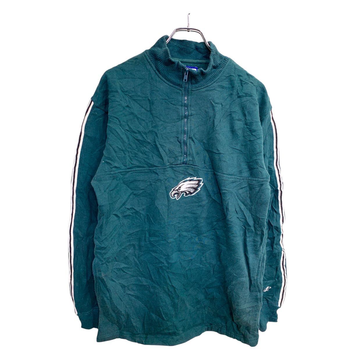 【中古】【古着】 NFL ロゴ スウェット トレーナー Mサイズ エヌエフエル ハーフジップ グリーン 古着卸 アメリカ仕入 t2412-3149