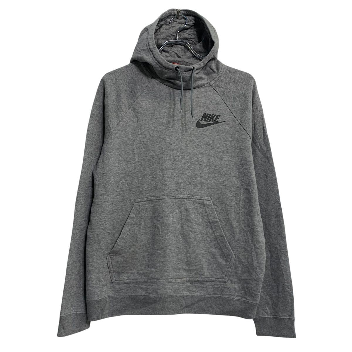  NIKE ロゴスウェット パーカー M グレー ナイキ プルオーバー ラグラン カンガルーポケット スポーティー 古着卸 アメリカ仕入 a612-5612