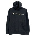 【中古】【古着】 Champion ロゴスウェット パーカー XL キッズ 160〜 ブラック ホワイト チャンピオン プルオーバー 古着卸 アメリカ仕入 a6...