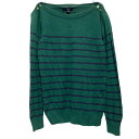 【中古】【古着】 TOMMY HILFIGER コットン ニット セーター レディース M グリーン トミーヒルフィガー 薄手 ボーダー 古着卸 アメリカ仕入 a612-5650