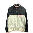 【中古】【古着】 Patagonia フリースジャケット Mサイズ パタゴニア レディース ハーフボタン グレー ミルキーホワイト 古着卸 アメリカ仕入 t2412-3208