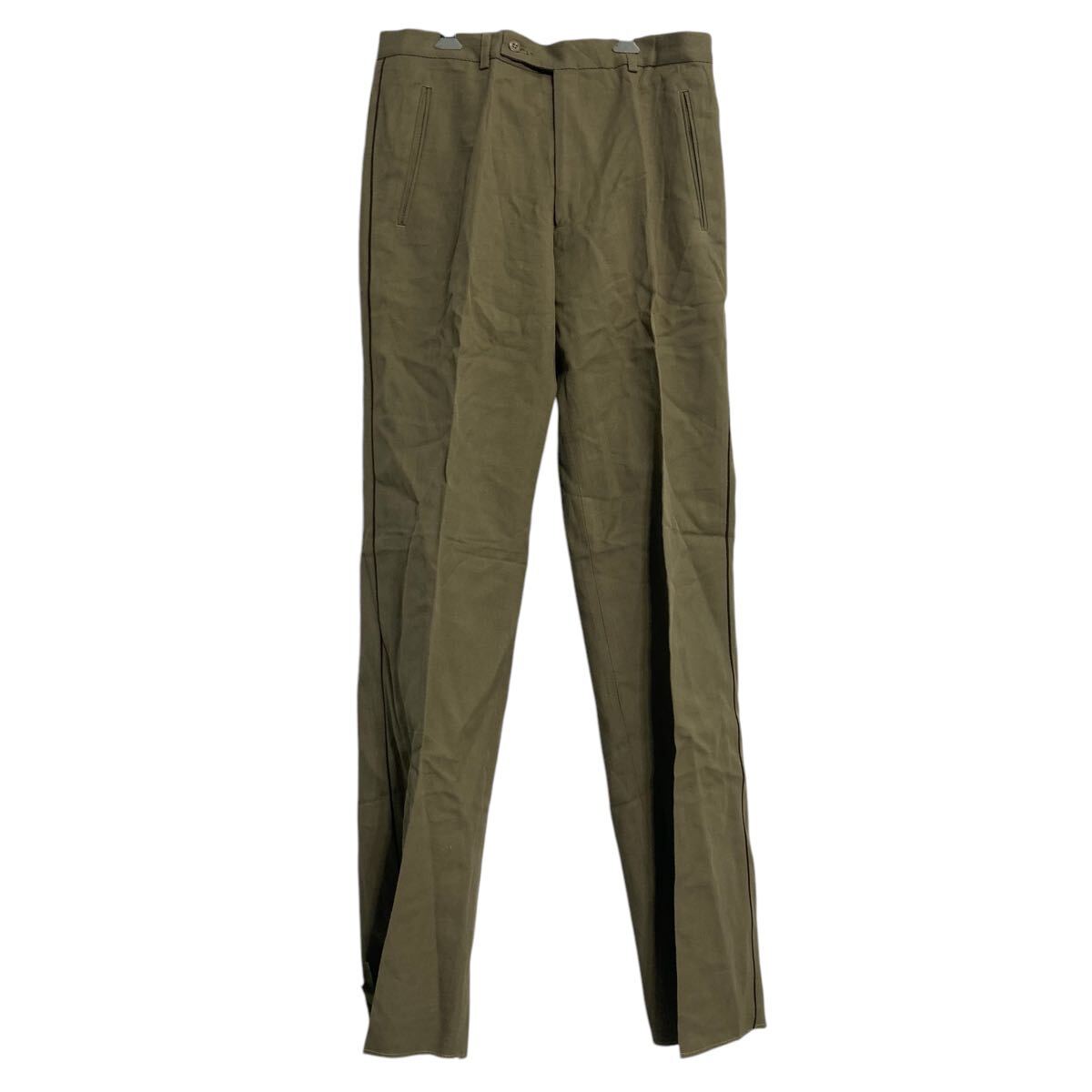 【中古】【古着】 フランス軍 ミリタリー トラウザーパンツ W32 M カーキ スラックス サイドライン フレンチ Paris 80s 古着卸 アメリカ仕入 a612-5721