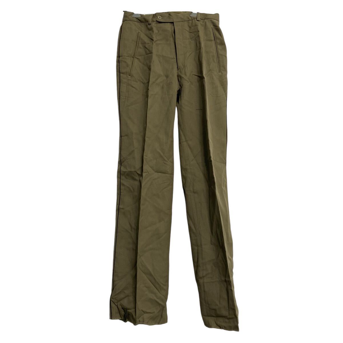 【中古】【古着】 フランス軍 ミリタリー トラウザーパンツ W27 S~ カーキ スラックス サイドライン フレンチ Paris 80s 古着卸 アメリカ仕入 a612-5727