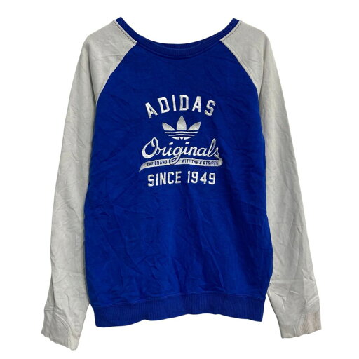 【中古】【古着】 adidas ロゴスウェット トレーナー アディダス S ブルー ホワイト 刺繍 薄手 古着卸 アメリカ仕入 a612-5756 【中古】【古着】 adidas ロゴスウェット トレーナー アディダス S ブルー ホワイト 刺繍 薄手 古着卸 アメリカ仕入 a612-5756
