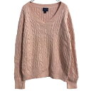 【中古】【古着】 CHAPS コットン ニット セーター レディース XL ピンク チャップス Vネック ケーブルニット ビッグサイズ 古着卸 アメリカ仕入 a612-5848