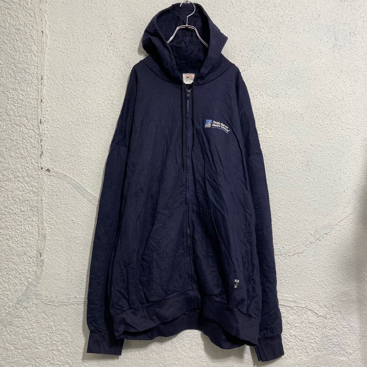 【中古】【古着】 Union Line コットンジャケット 4XL ネイビー ビッグサイズ パーカー フード付き 古着卸 アメリカ仕入 a612-5929