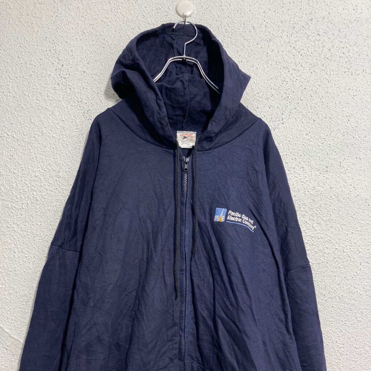 【中古】【古着】 Union Line コットンジャケット 4XL ネイビー ビッグサイズ パーカー フード付き 古着卸 アメリカ仕入 a612-5929