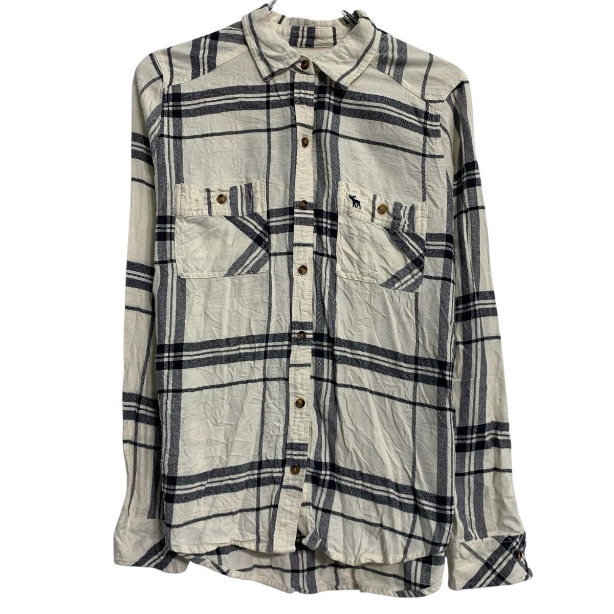 【中古】【古着】 長袖 チェックシャツ M ホワイト ブラック ボタン ワンポイント ロゴ 胸ポケット カジュアルシャツ 古着卸 アメリカ仕入 a612-6015