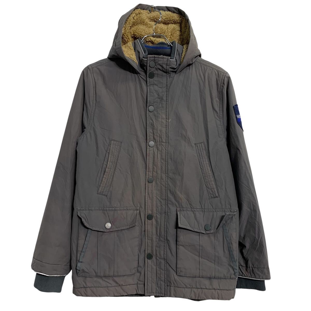 【中古】【古着】 TOMMY HILFIGER ジャケット XL キッズ 160〜 チャコールグレー トミーヒルフィガー ジップアップ フード 古着卸 アメリカ...