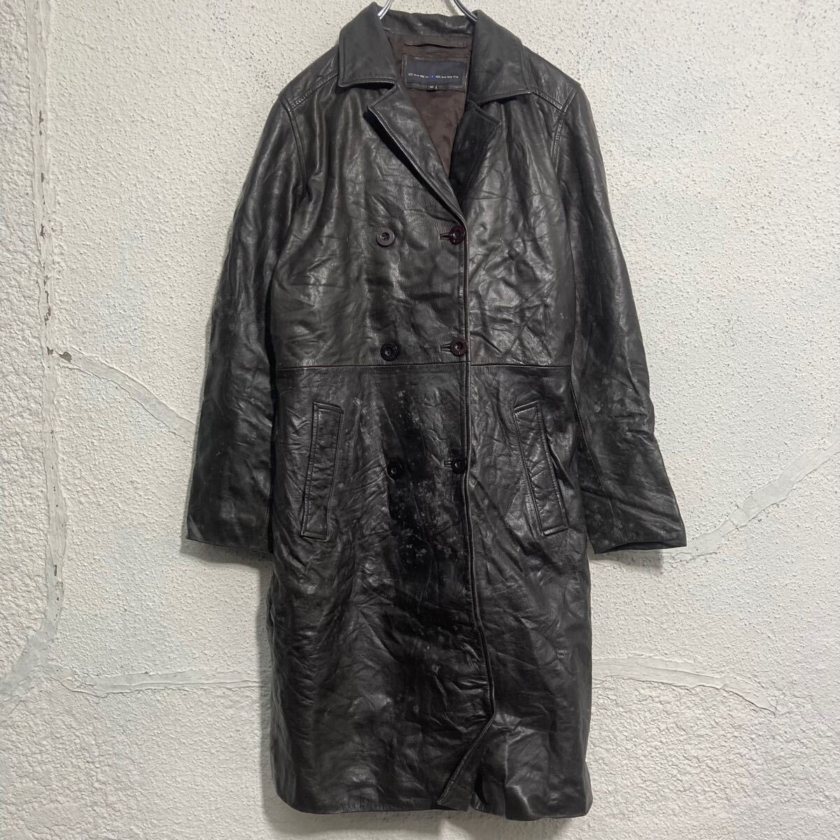 【中古】【古着】 CHEVIGNON コート レディース M フェイクレザー ロングコート 防寒 ダブル 古着卸 アメリカ仕入 a612-6122