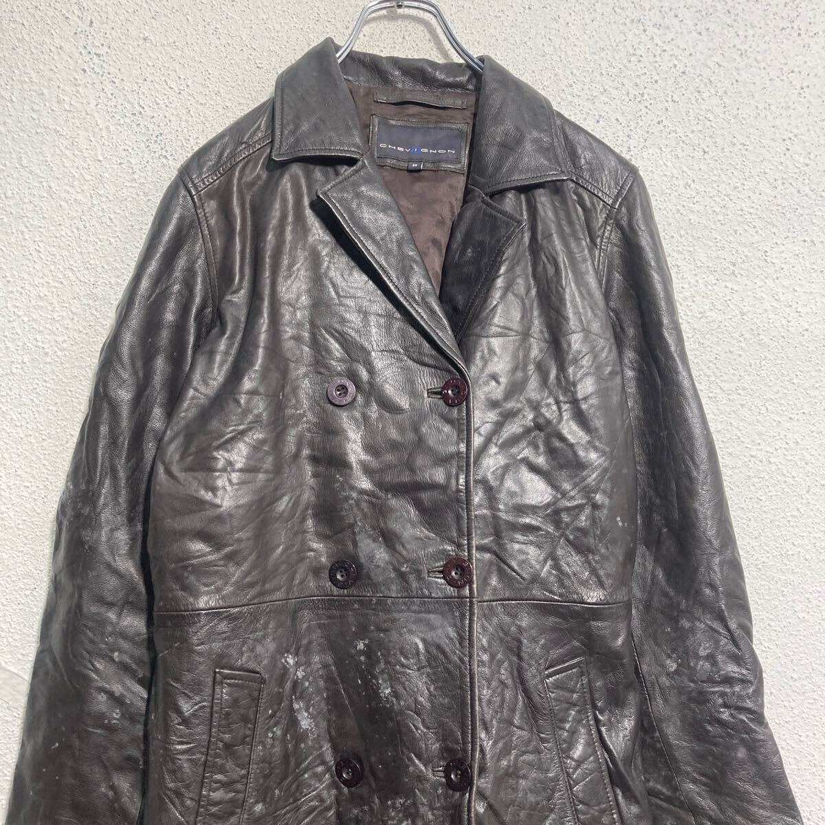 【中古】【古着】 CHEVIGNON コート レディース M フェイクレザー ロングコート 防寒 ダブル 古着卸 アメリカ仕入 a612-6122