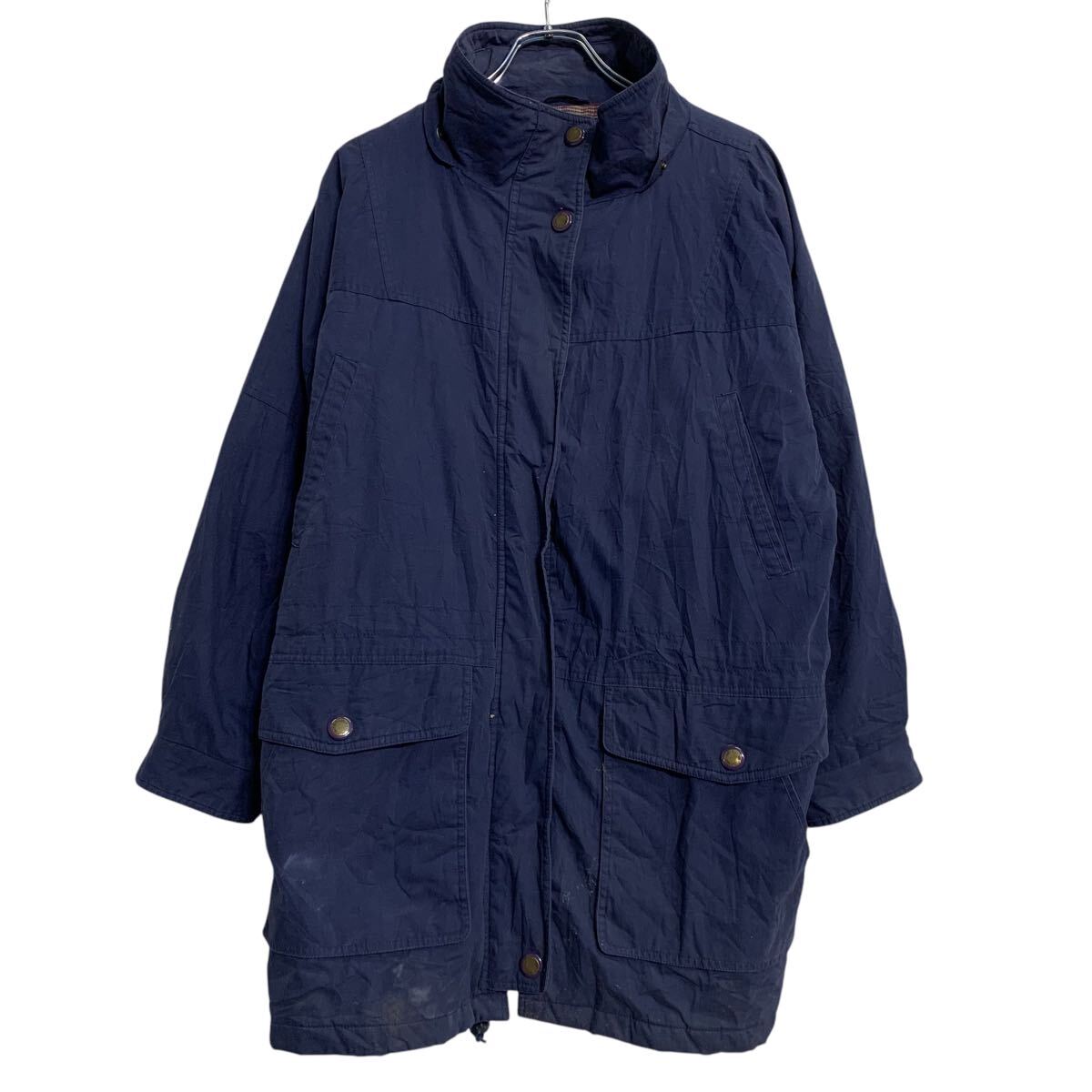 【中古】【古着】 コットンジャケット XL ネイビー ジップアップ スナップボタン ビッグサイズ アウター 古着卸 アメリカ仕入 a612-6151