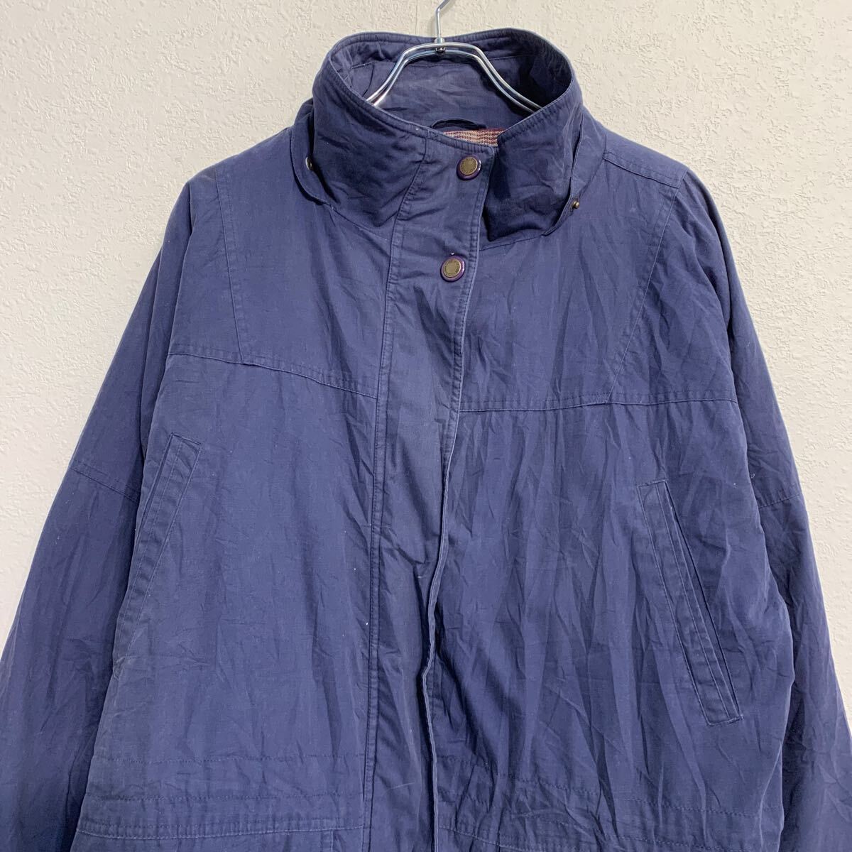 【中古】【古着】 コットンジャケット XL ネイビー ジップアップ スナップボタン ビッグサイズ アウター 古着卸 アメリカ仕入 a612-6151