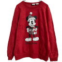【中古】【古着】 Disney キャラクタースウェット トレーナー レディース L レッド ディズニー プルオーバー 裏起毛 古着卸 アメリカ仕入 a612-6253