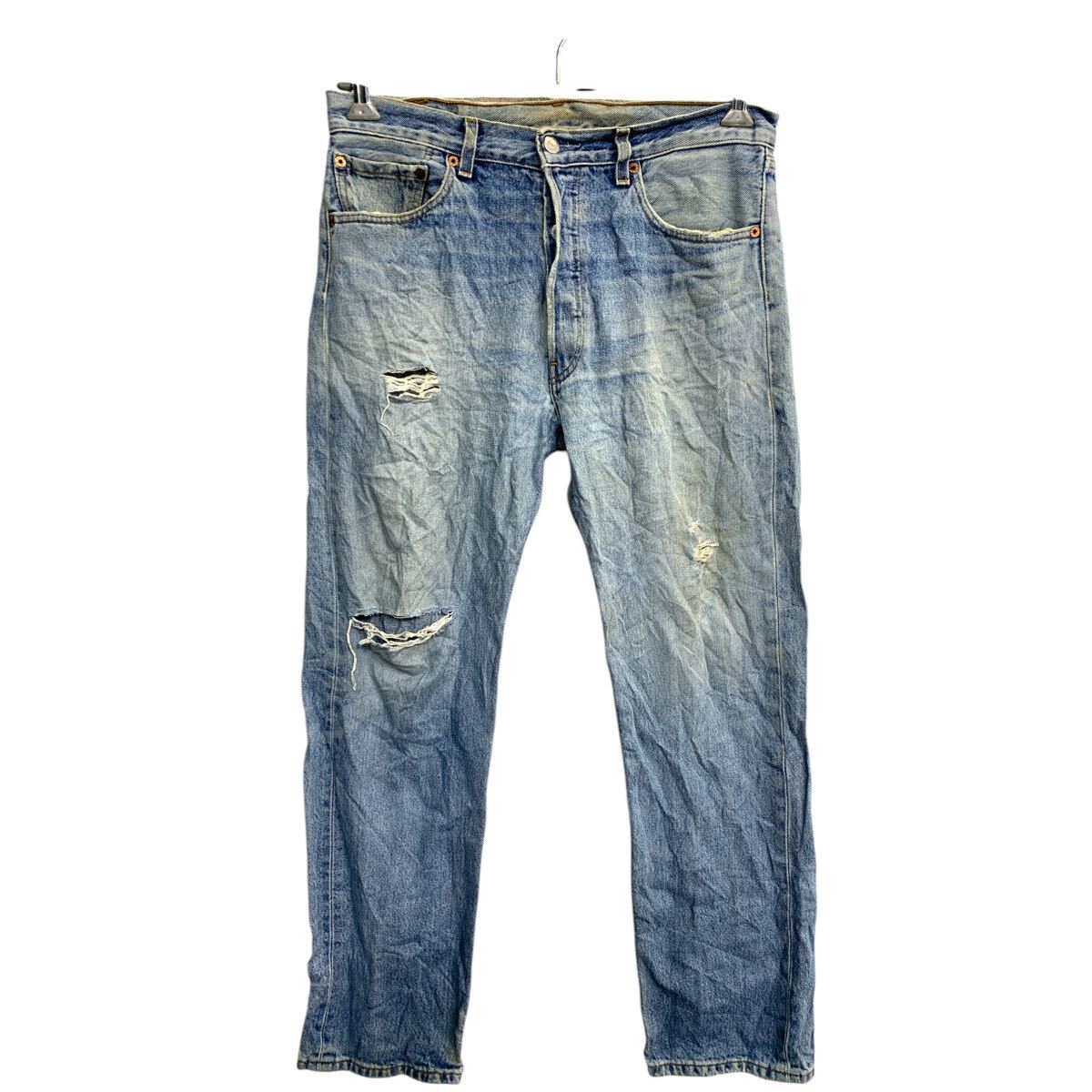 【中古】【古着】 Levi's 501 デニムパンツ W33 リーバイス ボタンフライ ライトブルー コットン 古着卸 アメリカ仕入 2412-299