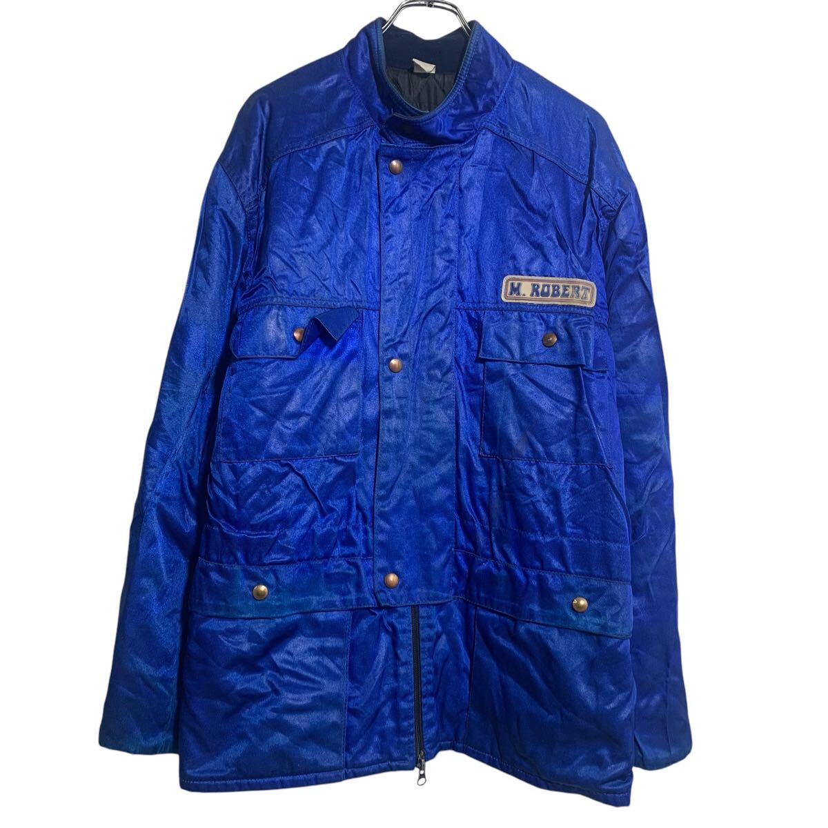 【中古】【古着】 中綿ジャケット L ブルー ジップアップ スナップボタン ワンポイント ロゴ ワークジャケット アウター 古着卸 アメリカ仕入 a612-6404