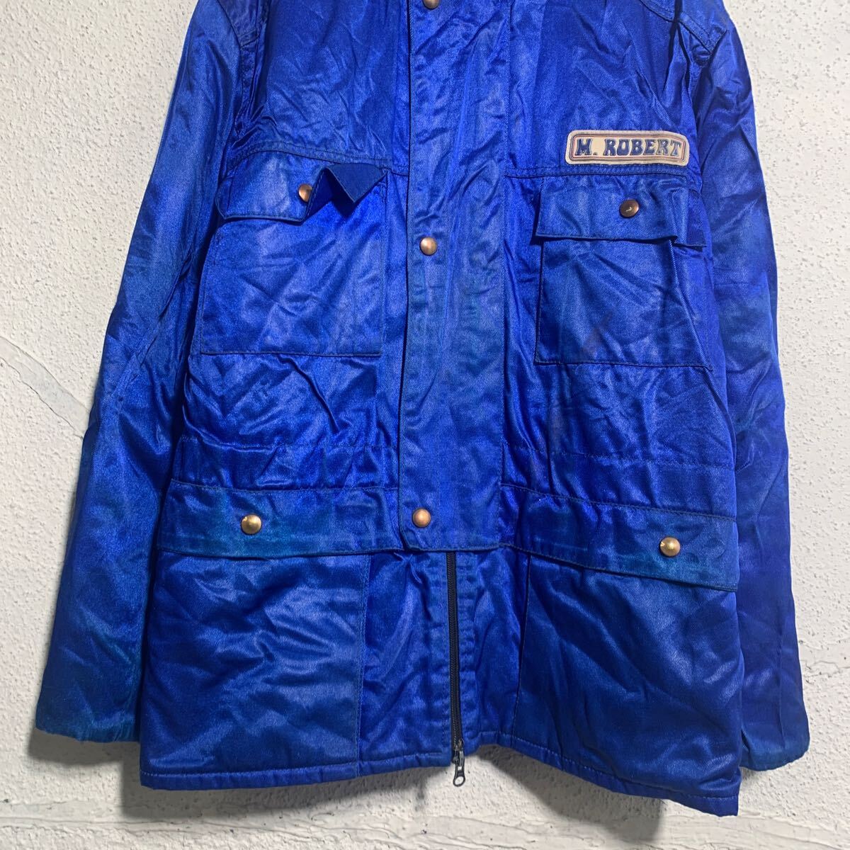 【中古】【古着】 中綿ジャケット L ブルー ジップアップ スナップボタン ワンポイント ロゴ ワークジャケット アウター 古着卸 アメリカ仕入 a612-6404