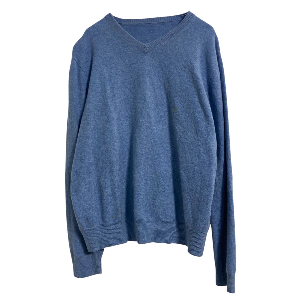 【中古】【古着】 ニット セーター L～ ブルー Vネック 古着卸 アメリカ仕入 a612-6412