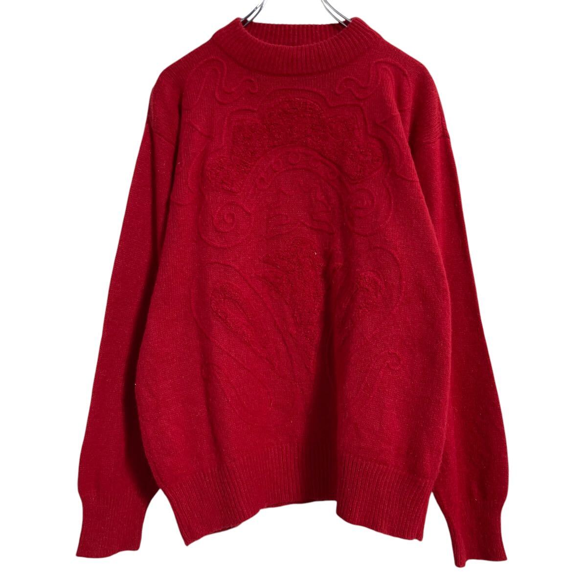  Joyce アクリル ニット セーター レディース M レッド 古着卸 アメリカ仕入 a612-6438