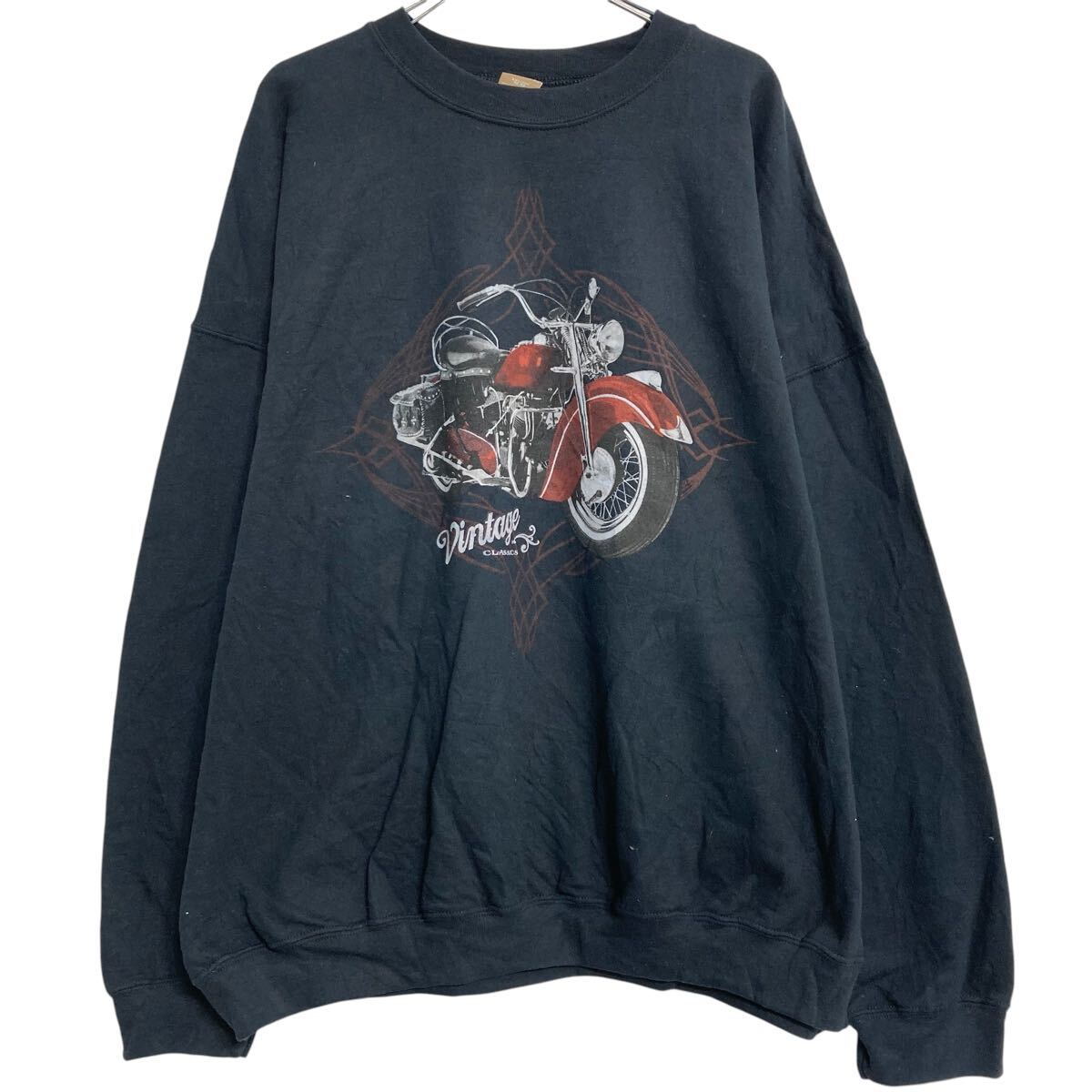 Hawaiian - 【中古】【古着】 GEORGE プリントスウェット トレーナー 2XL ブラック ジョージ 裏起毛 ビッグサイズ 古着卸 アメリカ仕入 a612-6448