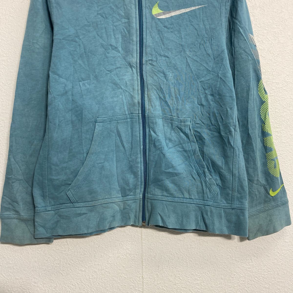 【中古】【古着】 NIKE プリントスウェット パーカー キッズ L ブルーグレー ナイ...
