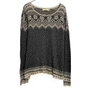 【中古】【古着】 H&M ニット セーター コットン混 レディース L ブラック エイチアンドエム プルオーバー ノルディック 柄 古着卸 アメリカ仕入 a612-6523