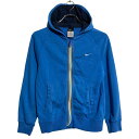 【中古】【古着】 NIKE ロゴスウェット パーカー ナイキ キッズ M ブルー フルジップ 薄手 フードプリント 古着卸 アメリカ仕入 a612-6648(4)