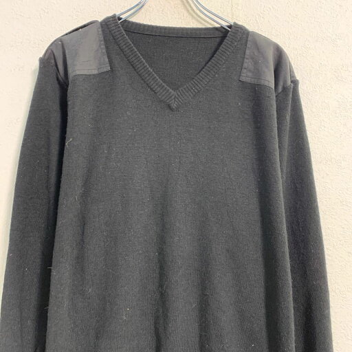 【中古】【古着】 ニット セーター アクリル混 M ブラック プルオーバー Vネック エポレット エルボーパッチ 秋冬 古着卸 アメリカ仕入 a612-6687