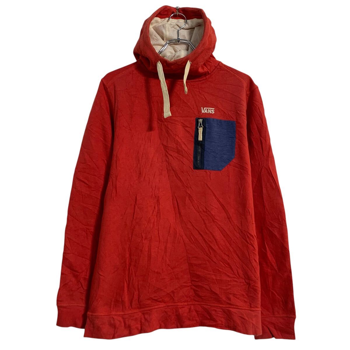 Rakuten - 【中古】【古着】 VANS ロゴスウェット パーカー S レッド バンズ プルオーバー エルボーパッチ カンガルーポケット 古着卸 アメリカ仕入 a612-6727