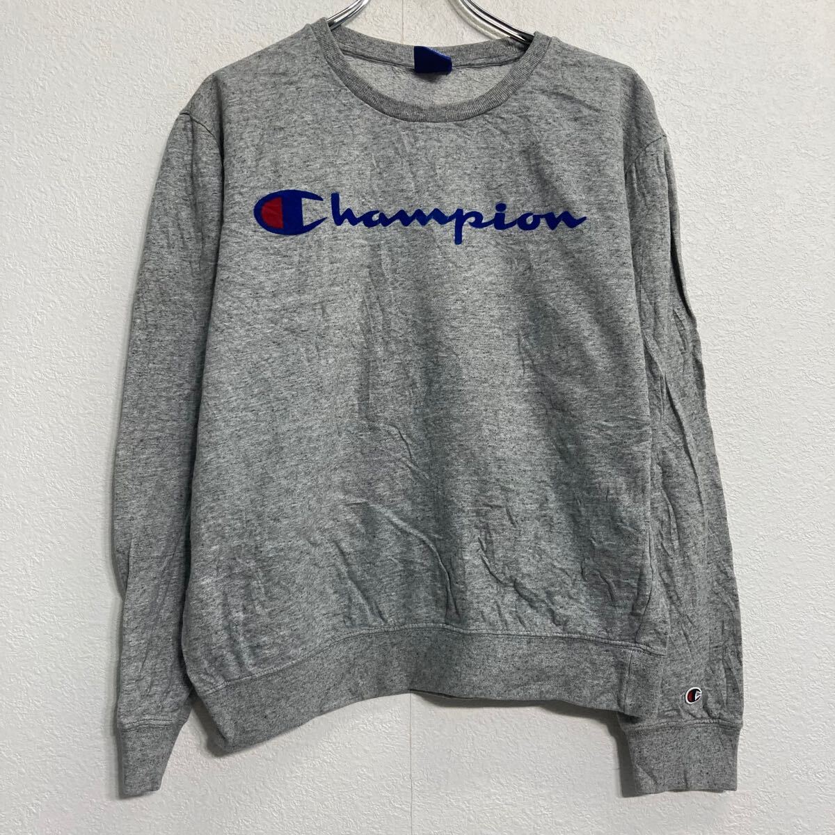 【中古】【古着】 champion ロゴスウェット トレーナー チャンピオン M グレー プルオーバー 裏起毛 古着卸 アメリカ仕入 a612-6741