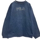 【中古】【古着】 FILA ロゴスウェット トレーナー キッズ L 160~ ネイビー フィラ スポーツ プルオーバー 裏起毛 古着卸 アメリカ仕入 a612-6805