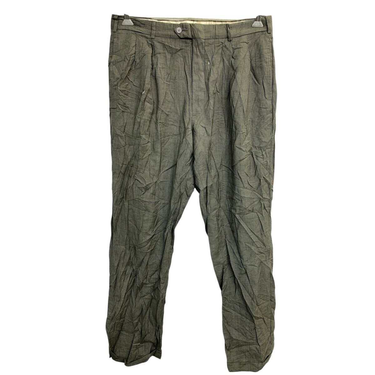 Pants - 【中古】【古着】 piene cardin スラックス W36 タックパンツ ビッグサイズ グリーングレー系 ウール USA製 古着卸 アメリカ仕入 2412-426