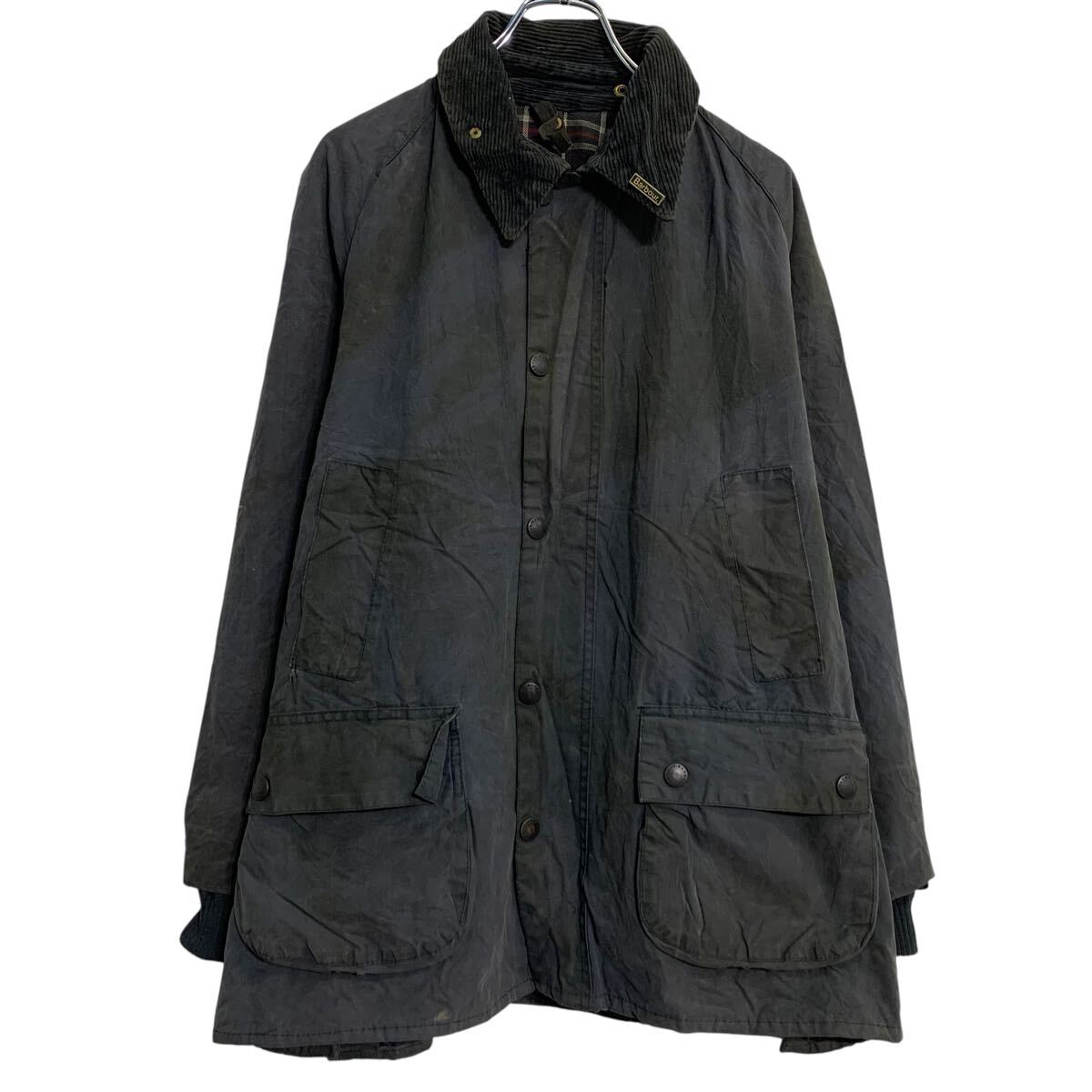 【中古】【古着】 Barbour オイルドジャケット c42 ブルーグレー バブアー ジップアップ 90s ビデイル 襟 コーデュロイ 古着卸 アメリカ仕入 a612-6913