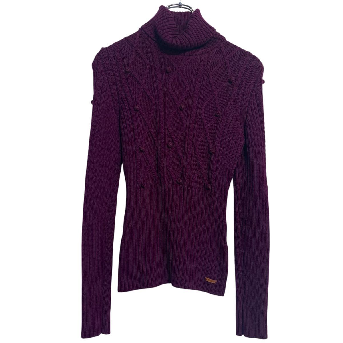 【中古】【古着】 ニット セーター レディース M ピンクパープル プルオーバー タートルネック ケーブルニット 秋冬 古着卸 アメリカ仕..