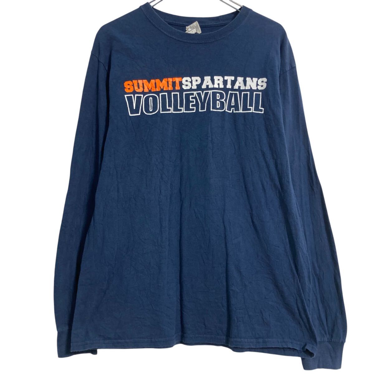 【中古】【古着】 GILDAN 長袖 プリント Tシャツ M ネイビー オレンジ ギルダン ロンT ロングTシャツ 古着卸 アメリカ仕入 a612-7064