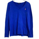 【中古】【古着】 RALPH LAUREN 長袖 ロゴ Tシャツ レディース L ブルー ラルフローレン Vネック 薄手 ロンT ロングTシャツ 古着卸 アメリカ仕入 a612-7074