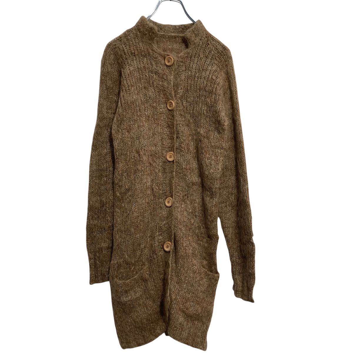 【中古】【古着】 ニット セーター ロングカーディガン レディース M～ ブラウン ウッドボタン ポケット付き 古着卸 アメリカ仕入 a612-7204