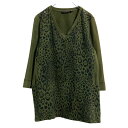 【中古】【古着】 SUSAN GRAVER 七分袖 プリントTシャツ レディース S カーキ ブラック ロンT ロングTシャツ ヒョウ柄 古着卸 アメリカ仕入 a612-7330