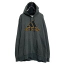 【中古】【古着】 adidas ロゴスウェット パーカー アディダス L ダークグレー 裏起毛 古着卸 アメリカ仕入 a612-7512(4)