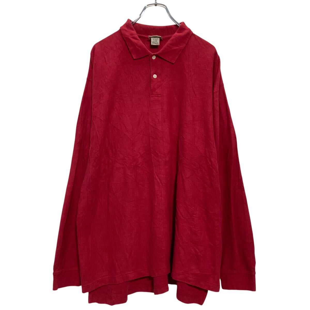 【中古】【古着】 L.L.Bean 長袖 無地ポロシャツ XL レッド エルエルビーン 鹿子 ビッグサイズ 古着卸 アメリカ仕入 a612-7574